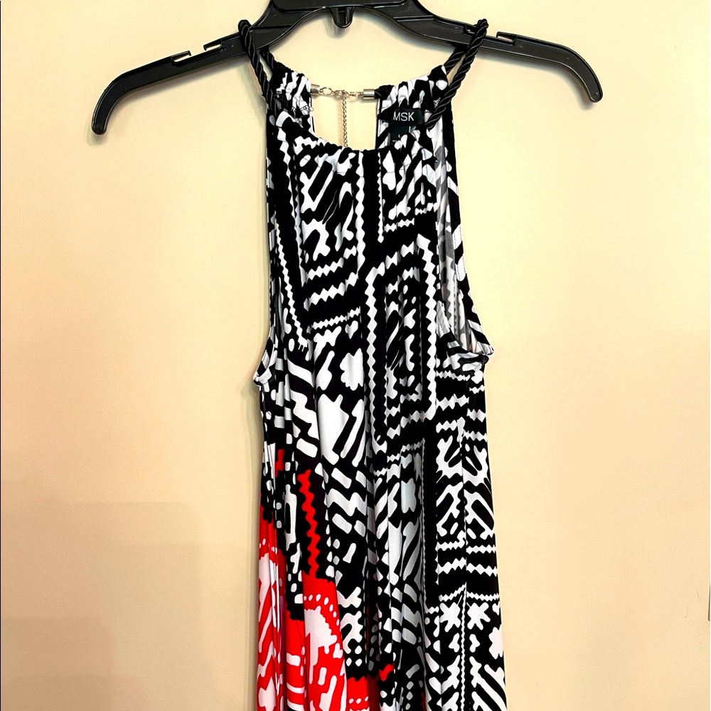 MSK Red/Black Asymmetrical Dress. Size Large